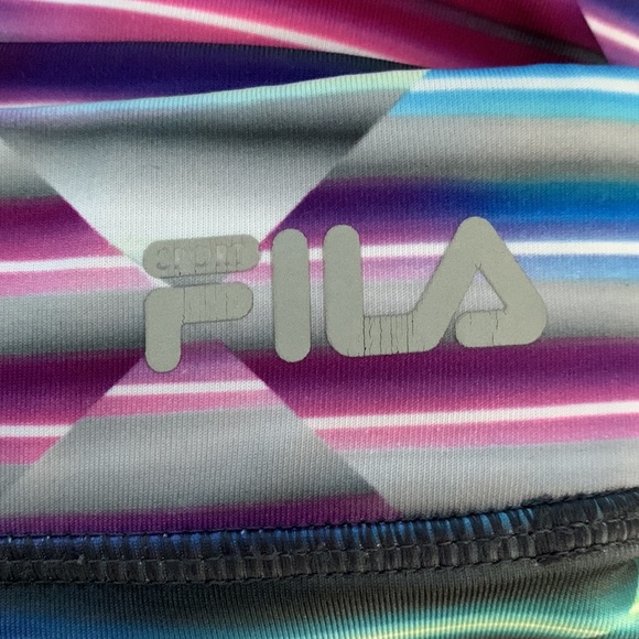 Fila Neon Striped and Diagonal Pattern Mid-Rise Spandex Running Shorts Size M - Picture 4 of 4